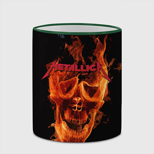 Кружка цветная Metallica Flame / 3D-Зеленый кант – фото 2