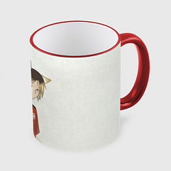 Кружка 3D Кенма Козуме Haikyuu!!, цвет: 3D-красный кант