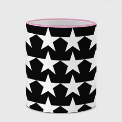 Кружка 3D Белые звёзды на чёрном фоне, цвет: 3D-розовый кант — фото 2