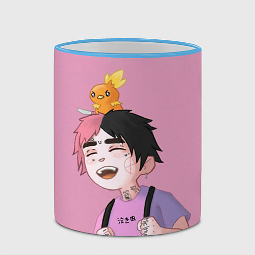 Кружка цветная Young Lil Peep / 3D-Небесно-голубой кант – фото 2