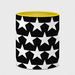 Кружка 3D Белые звёзды на чёрном фоне 2, цвет: 3D-белый + желтый — фото 2