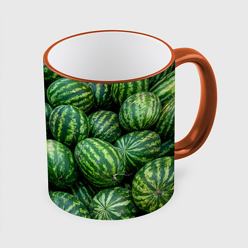 Кружка цветная Арбузы / 3D-Оранжевый кант – фото 1