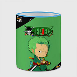 Кружка 3D Ророноа Зоро One Piece Большой куш, цвет: 3D-небесно-голубой кант — фото 2