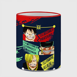 Кружка 3D Луффи, Зоро и Санджи One Piece, цвет: 3D-красный кант — фото 2