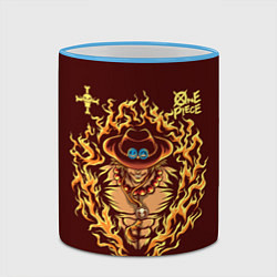 Кружка 3D One Piece Портгас Д Эйс в огне, цвет: 3D-небесно-голубой кант — фото 2