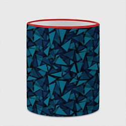 Кружка 3D Синий полигональный паттерн, цвет: 3D-красный кант — фото 2