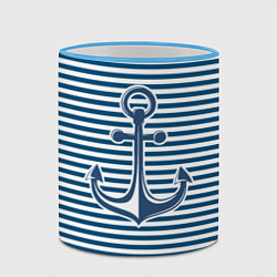Кружка 3D Тельняшка с якорем, цвет: 3D-небесно-голубой кант — фото 2