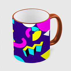 Кружка 3D Геометрические фигуры, цвет: 3D-оранжевый кант
