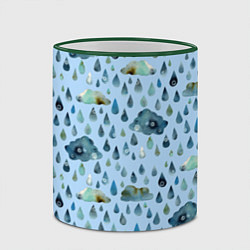 Кружка 3D Дождливая осень Тучки и дождь, цвет: 3D-зеленый кант — фото 2