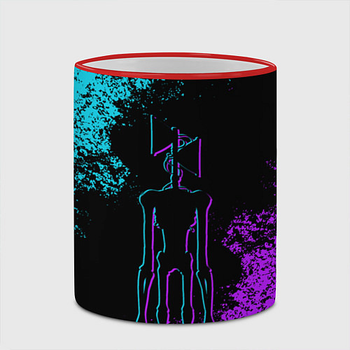 Кружка цветная НЕОНОВЫЙ СИРЕНОГОЛОВЫЙ / 3D-Красный кант – фото 2