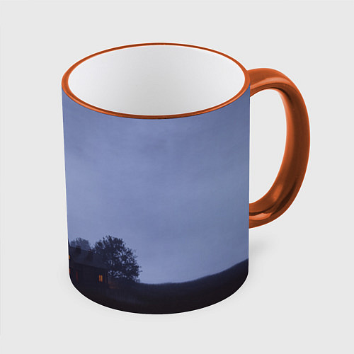 Кружка цветная СИРЕНОГОЛОВЫЙ У ДОМА / 3D-Оранжевый кант – фото 1