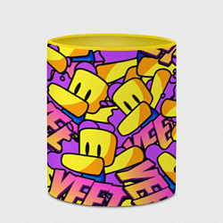 Кружка 3D ROBLOX РОБЛОКС YEET, цвет: 3D-белый + желтый — фото 2
