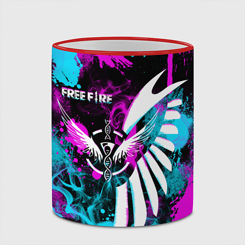 Кружка цветная FREE FIRE NEON / 3D-Красный кант – фото 2