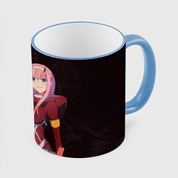 Кружка 3D Zero Two Любимый во Франксе, цвет: 3D-небесно-голубой кант