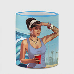 Кружка 3D Girl with coffee, цвет: 3D-небесно-голубой кант — фото 2