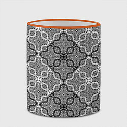 Кружка 3D Черно-белый орнамент, цвет: 3D-оранжевый кант — фото 2