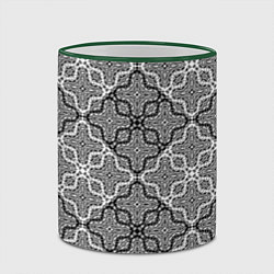 Кружка 3D Черно-белый орнамент, цвет: 3D-зеленый кант — фото 2