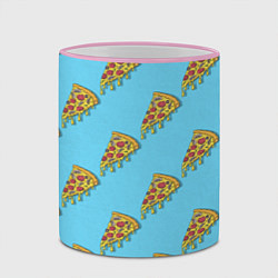 Кружка 3D Пицца паттерн на голубом, цвет: 3D-розовый кант — фото 2