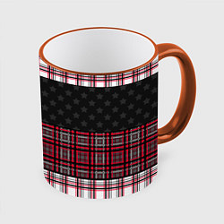 Кружка 3D Комбинированный красно-серый, цвет: 3D-оранжевый кант