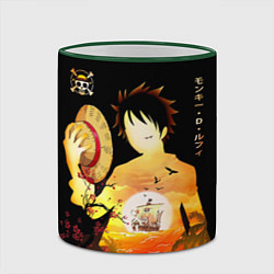 Кружка 3D Силуэт Луффи One piece, цвет: 3D-зеленый кант — фото 2