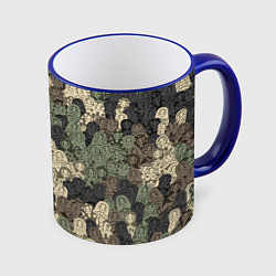 Кружка 3D Камуфляж из матрёшек, цвет: 3D-синий кант