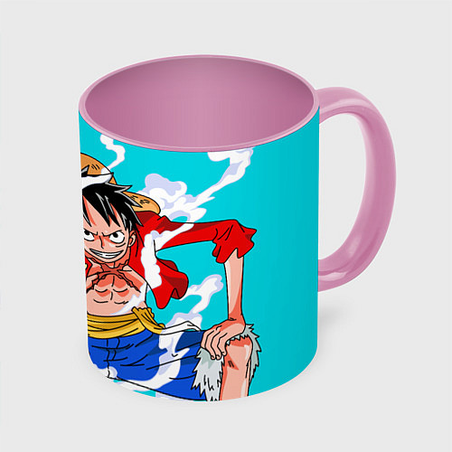 Кружка цветная Ван-Пис, Гому Гому но Ми / 3D-Белый + розовый – фото 1