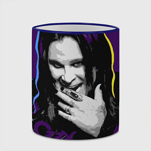 Кружка цветная Ozzy Osbourne, Оззи Осборн / 3D-Синий кант – фото 2
