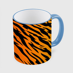 Кружка 3D Шкура тигра, цвет: 3D-небесно-голубой кант