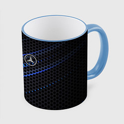 Кружка 3D MERCEDES LOGO NEON, цвет: 3D-небесно-голубой кант