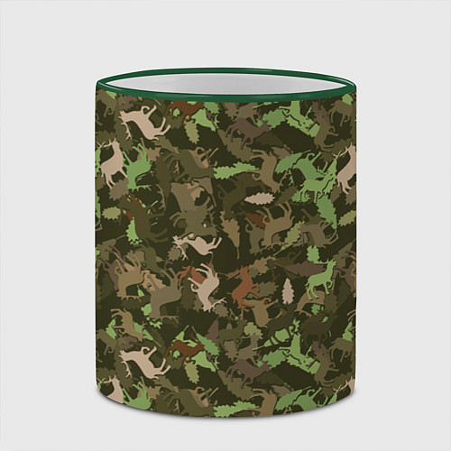 Кружка цветная Лоси в дубовом лесу / 3D-Зеленый кант – фото 2
