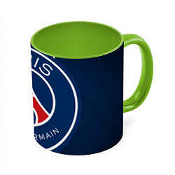 Кружка 3D Paris Saint-Germain PSG, цвет: 3D-белый + светло-зеленый