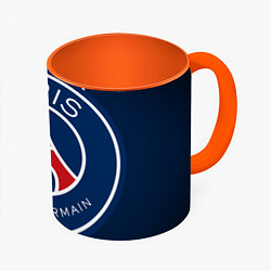 Кружка 3D Paris Saint-Germain PSG, цвет: 3D-белый + оранжевый