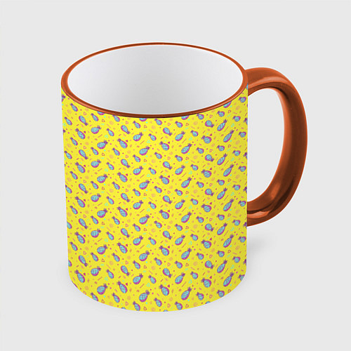 Кружка цветная Pineapple Pattern / 3D-Оранжевый кант – фото 1