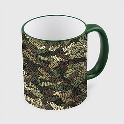Кружка 3D Именной камуфляж Макс, цвет: 3D-зеленый кант