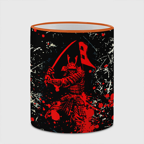 Кружка цветная Красный Японский Самурай Samurai / 3D-Оранжевый кант – фото 2