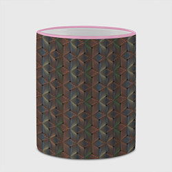 Кружка 3D Абстракция из разноцветных треугольников из линий, цвет: 3D-розовый кант — фото 2