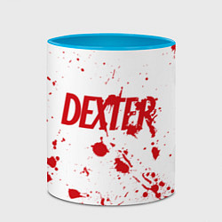 Кружка 3D Dexter logo Декстер брызги крови, цвет: 3D-белый + небесно-голубой — фото 2