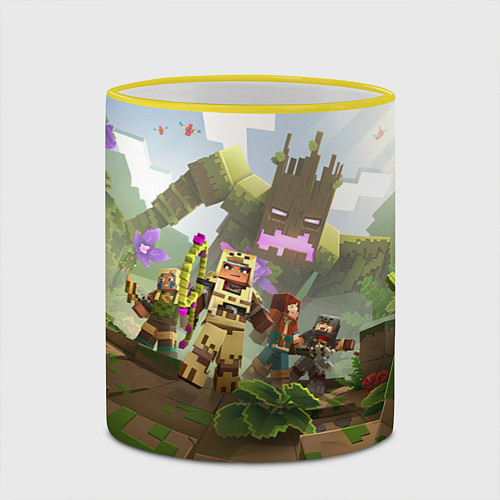 Кружка цветная МАЙНКРАФТ ГЕРОИ ПРОТИВ ЗЛА / 3D-Желтый кант – фото 2