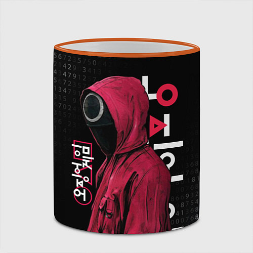 Кружка цветная ИГРА В КАЛЬМАРА, СТРАЖ КРУГ БИНАРНЫЙ КОД / 3D-Оранжевый кант – фото 2