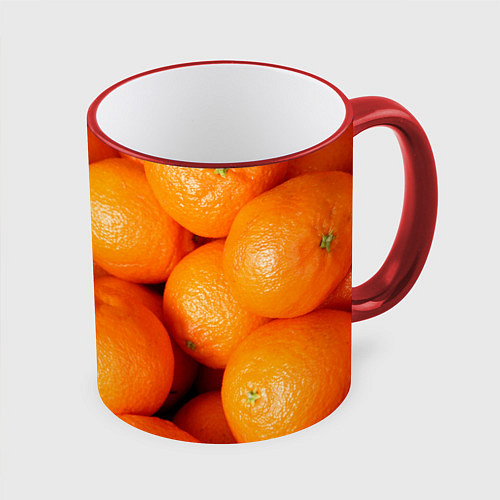 Кружка цветная Мандаринчик чик / 3D-Красный кант – фото 1