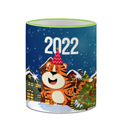 Кружка 3D Тигр - новый год 2022, цвет: 3D-светло-зеленый кант — фото 2