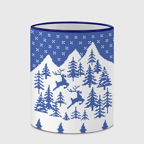 Кружка цветная Горные Олени / 3D-Синий кант – фото 2