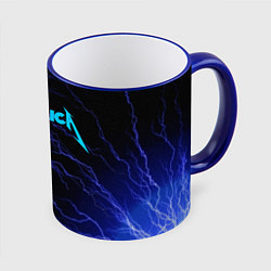 Кружка 3D METALLICA BLUE FLASH МЕТАЛЛИКА СИНИЕ МОЛНИИ, цвет: 3D-синий кант