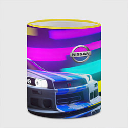Кружка 3D NISSAN GT-R SKYLINE, цвет: 3D-желтый кант — фото 2