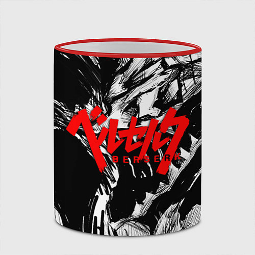 Кружка цветная БЕРСЕРК РИСУНОК BERSERK / 3D-Красный кант – фото 2