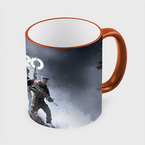 Кружка цветная МЕТРО ИСХОД АРТЁМ ,ЯДЕРНАЯ ЗИМА METRO EXODUS / 3D-Оранжевый кант – фото 1