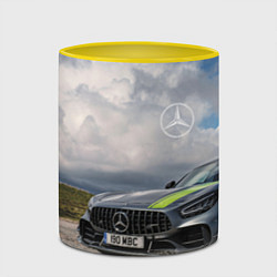 Кружка 3D Mercedes V8 Biturbo Racing Team AMG, цвет: 3D-белый + желтый — фото 2