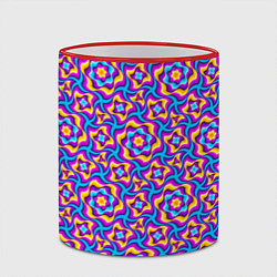 Кружка 3D Красочный фон с цветами, цвет: 3D-красный кант — фото 2