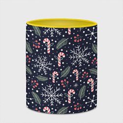 Кружка 3D Паттерн с веточками, цвет: 3D-белый + желтый — фото 2