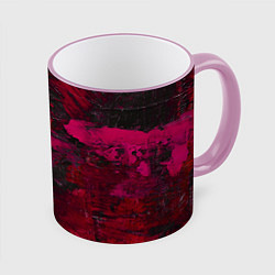 Кружка 3D Бордовые мазки в тёмно-красных тонах, цвет: 3D-розовый кант